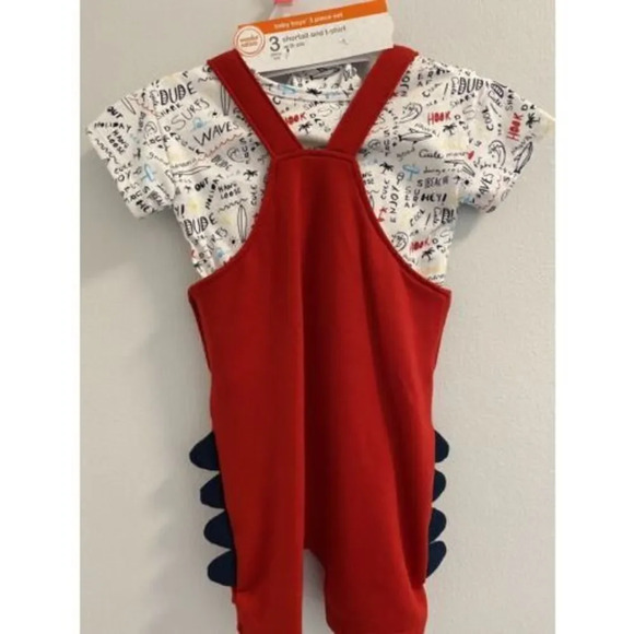 BABY BOYS 3 PIECE SET BEACH THEME SHARK FINS ON SHORTS. BRAND NEW WITH TAGS - 18 - Picture 5 of 6